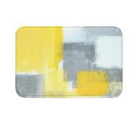 Grey And Yellow Abstract Art Painting Crystal Velvet Lock Edge Floor Mat 40x60, Non Slip, Easy To Clean, Comfortable Foot Feel