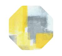 Grey And Yellow Abstract Art Painting Leather Coaster Set Of 6-4 Inch Stain And Scald Resistant Coasters - Multi-Shape, For Restaurant And Office