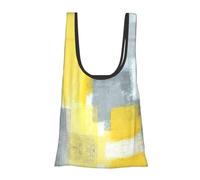 Grey and Yellow Abstract Art Painting Print Foldable Reusable Grocery Bag Lightweight Shopping Tote for Groceries Travel Beach Eco-Friendly Compact Adventure Tote