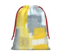 Grey And Yellow Abstract Art Painting Print Multi-Functional Drawstring Reusable Gift Pouch Daily Storage All Occasions Use