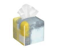 Grey and Yellow Abstract Art Painting Print Tissue Box Cover Waterproof Lightweight and Stylish Square Organizer for Home PVC