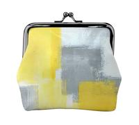 Grey and Yellow Abstract Art Painting Printing Small Coin Purse, Lightweight Travel Wallet for Sightseeing Tours and Shopping Sprees