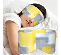 Grey and Yellow Abstract Art Painting, Sleep Mask for Home Travel, Full Eye Covers Light Blocking Eye Mask Sleep Eye and Ear Muffs