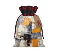 Grey And Yellow Abstract Art Painting Two Color Drawstring Gift Bag M Beautiful Convenient Suitable For Christmas Birthdays
