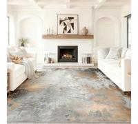 Grey Area Rug 50 x 80 cm - Machine Washable Abstract Distressed Retro Textured Carpet for Living Room Kitchen - Non-Slip, Pet-Friendly & Low Pile Soft Rug, Easy Maintenance Home Decor