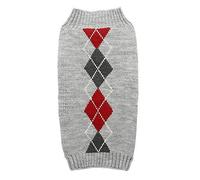 Grey Argyle Knit Pet Sweaters Clothes for Small Dogs, Classic Grey Small (S) Size