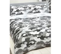 Grey Army Camouflage Reversible Double Duvet Cover And Pillowcase Set