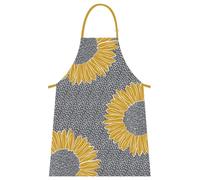 Grey Artisan Flower Apron - 100% Cotton Kitchen Apron for Cooking, Baking & Gardening - Adjustable Neck Ties, Full Coverage 650 x 850mm, Durable & Stylish Floral Design