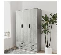 Urbn-Living Urbnliving 180Cm Height Ash Grey 3 Door 4 Drawer Wardrobe Storage Shelf Modern Bedroom Grey Furniture