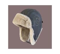 ( Grey) Aviator Pilot Leather Ushanka Winter Russian Ski Fur Thickened Windproof Cap