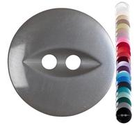 Grey Baby Cardigan Buttons, 11 mm Fish Eye - Pack of 10 Matching Plastic Buttons for Baby Cardigans, Newborn Knits, Christening Sets, Knitting & Repairs - Giddy Square