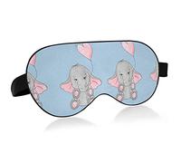 Grey Baby Elephants Baloon On Blue Eye Masks Cover Blocks Light Sleep Mask Shade Cover Blindfold Relaxing Eyeshade Cover with Adjustable Head Strap for Men Women Kids