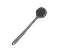 (grey) Back Scrubber for Shower Soft Silicone Bath Body Brush with 37.5cm Long Handle