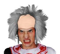 Grey Balding Wig Fancy Dress Accessory - Grey Hair on Bald Cap Style Wig - Clown Wig, Mad Scientist Wig Perfect for Halloween Fancy Dress