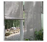 Grey Bamboo Roller Shade for Patio Pergola & PorchLight Filtering Roll Up Blinds 60/80/100/120/140cm Wide 140x120cm (55.1"x47.2") Durable Window Door Covering