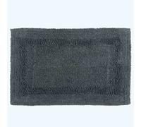 HOMESCAPES Bath Mat, Luxury 1600gsm Extra Soft 100% Cotton, Reversible Bathroom Mats Non-Slip, Washable, Super Absorbent, Quick-Dry, Grey Bathroom Rug, 50 x 80 cm