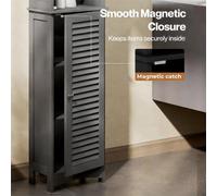 Grey-Bathroom Storage Cabinet Freestanding Cupboard Adjustable Shelf Unit