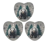 Grey Bear Pine Tree Silhouette Pattern Car Air Freshener, 3 Pcs Love form Hanging Air Freshener Cards, Long Lasting Fragrance Scented Cards for Car, Home, Office Black-style