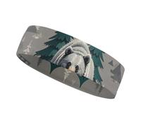 Grey Bear Pine Tree Silhouette Pattern Headbands for Women & Men Sports Headband, Fits All Head Sizes, Ultra Absorbent & Non-Slip Sweatband for Running, Yoga, Gym