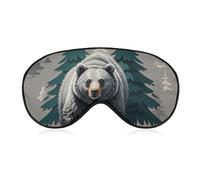 Grey Bear Pine Tree Silhouette Pattern Sleep Mask with Adjustable Strap, Breathable Sleep Masks for Women Men, Soft Eye Mask for Side Sleepers, Travel, Office Nap, Airplane & Blocking Light