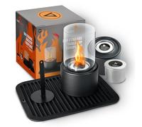 Grey Beard Bioethanol Table Top Fire Pit | With Protective Silicone Mat and Metal Flame Snuffer | Portable Indoor/Outdoor Tabletop Fireplace | Mini Burner Using Smokeless, Odourless Bio Ethanol Fuel