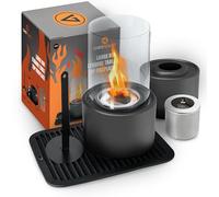 Grey Beard Large Bioethanol Table Top Fire Pit | With Protective Silicone Mat and Metal Flame Snuffer | Portable Indoor/Outdoor Tabletop Fireplace | Mini Burner Using Smokeless, Bio Ethanol Fuel