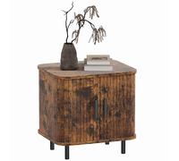 Grey Bedside Table Sliding Door Nightstand Storage Cabinet with Metal Legs