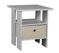(Grey, Beige ) 2 Tier Wooden Table Bedside Nightstand 1 Drawer