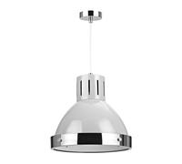 Grey Bell Shaped Pendant Light, Chrome Trim Ceiling Light Fixture, Assembled Modern Lighting for Bedroom Premier Housewares Grey One Size