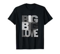 Grey Big Big Love Monochrome Color Graphic T-Shirt