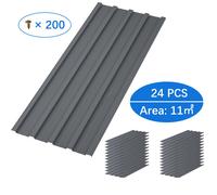 BIRCHTREE 24x Roof Sheets Corrugated Garage Shed Side Panels Metal Roofing Covers Carport Greenhouse 1080mm x 426mm RSS02 Grey