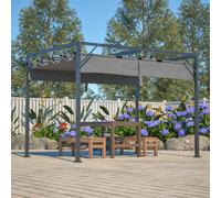 (Grey) BIRCHTREE Steel Frame Pergola Garden Shade Retractable PE Canopy Outdoor 3x2M