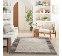 Grey Black Bordered Abstract Modern Easy To Clean Rug For Bedroom & Living Room-119Cm X 180Cm