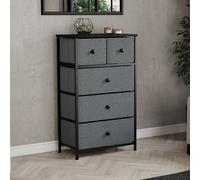 (Grey & Black) Chorley 5 Fabric Drawer Storage Chest