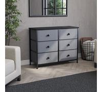 (Grey & Black) Chorley 6 Fabric Drawer Home Storage Chest UKFR