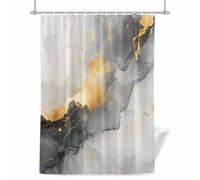 Grey Black Marble Shower Curtain for Bathroom, Modern Art Abstract Luxury Gold Texture Waterproof Cloth Fabric Bathroom Accessories Set with 12 Rust Proof Plastic Hooks, 72” x 78”
