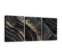 Grey Black Marbling Canvas Wall Art Wavy Stripe Marble Print Wall Decor Prints Home Artwork for Living Room Bedroom, Abstract Stone Texture Wall Painting Posters, Kids Girls Room Decor, 12"x16"x 3Pcs