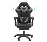 Grey Black Modern Leather Massage Racing Gaming Chair With Leg Rest