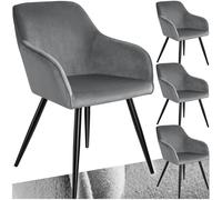 tectake Accent chair Marilyn | Set of 4 with black legs - grey/black