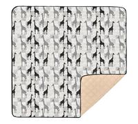 Grey Black Silhouette Giraffe Soft Padded Baby Playmat for Floor Waterproof Travel Play Mat for Baby Toddler Infant, 50'' x 50''