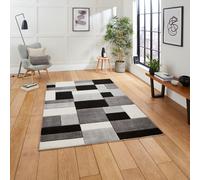 (Grey / Black) Think Rugs Matrix MT61 Hand Carved High Density Pile Rug