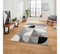 (Grey / Black) Think Rugs Matrix MT63 Hand Carved High Density Pile Rug