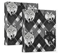 Grey Black Wolves 1.5 in Binder Three Ringing with Clipboard Pack of 1/2 Office Binder Supplies Hardcover