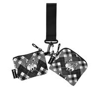Grey Black Wolves Women's Wallets Card Cases Small Portable Business Card Holder with Wristlet Strap for Daily Use 2 Pcs billeteras para