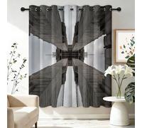 Grey Blackout Curtains Traditional City Architecture Bridge Eyelet Curtains, Window Treatments Thermal Insulated W 46" x L 72" (2 Panels) Window Drapes for Living Room Bedroom Decor