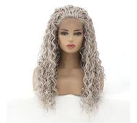 Grey Blonde Lace Front Wigs Loose Curly Gray Synthetic Wig for Women Bounce Fluffy Hair Adds Volume(22inch)