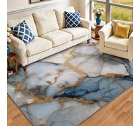 Grey-blue Area Rugs Living Room Light luxury Large Rug, Low Pile Light luxury abstract Natural Cracks Marble Home Decor Carpet for Nursery Kids' Room Bedroom, 60 x 110 cm Anti-Slip Ultra Thin Rug