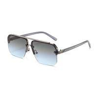 Grey Blue Gradient Half Rim Sunglasses, Gunmetal Double Bridge UV400(03)