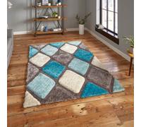Grey / Blue Handmade Modern Shaggy Easy To Clean Rug For Dining Room Bed Room And Living Room-150Cm X 230Cm