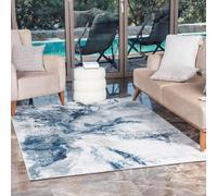 Grey Blue Modern Shaggy Abstract Stain Resistant Easy to Clean Rug For Living Room, Dining Room, Bedroom, Utility Room, Conservatory & Kitchen-60cm X 90cm